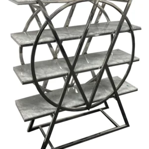 Bookshelf -Grey Marble Top & Stainless Steel