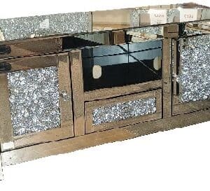 ROMA MIRRORED FURNITURE-LARGE TV UNIT WITH DOORS