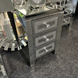 ROMA MIRRORED -3 DRAWER BEDSIDE