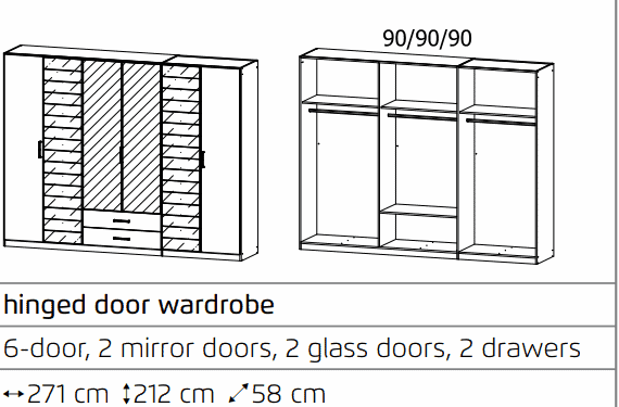 TERANO Rauch Hinged door wardrobes with 2 drawers and cornice - Image 12