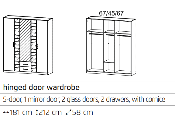 TERANO Rauch Hinged door wardrobes with 2 drawers and cornice - Image 13
