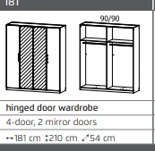ELLESSE HINGED Full Mirror DOOR WARDROBES - Image 13