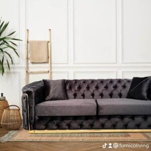 Toronto Chesterfield Sofa 3 Black & Gold