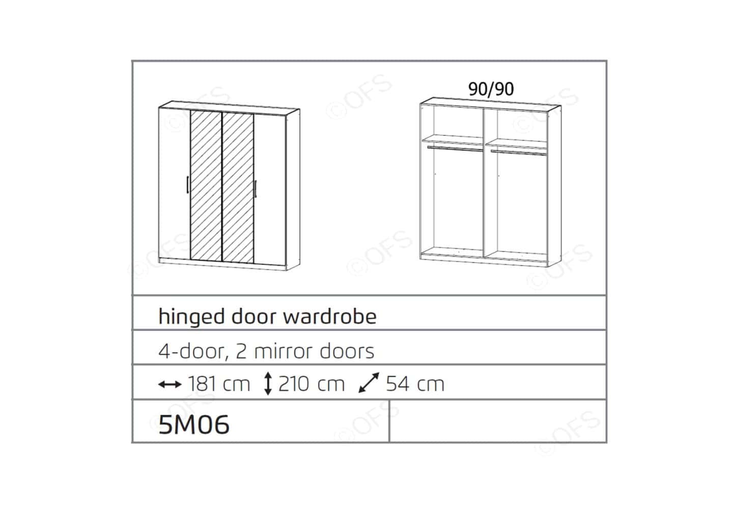 ELLESSE HINGED Full Mirror DOOR WARDROBES - Image 4
