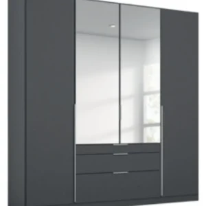 ALABAMA High Polished Hinged 4-Door 2 Mirror Doors 3 Drawers wardrobe