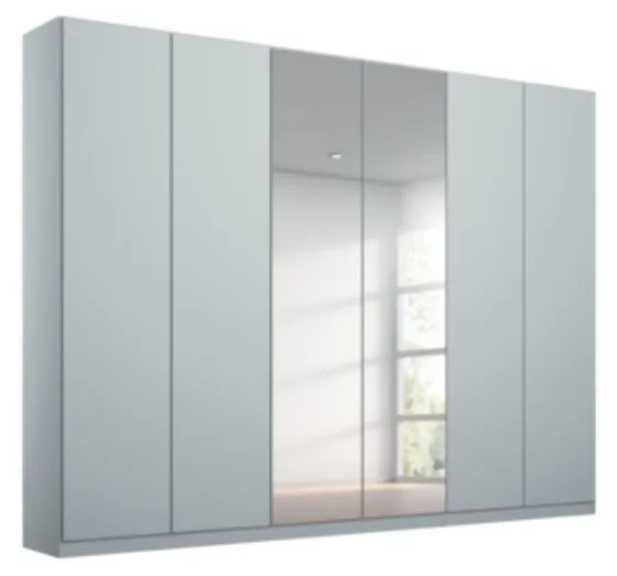 ALABAMA High Polished HINGED 6-Door 2 Mirror Doors Wardrobe