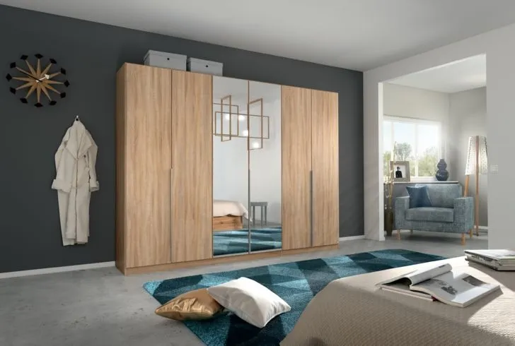 ALABAMA High Polished HINGED 6-Door 2 Mirror Doors Wardrobe - Image 2