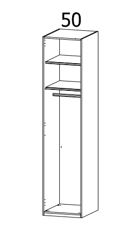 Natica Angled Left 1 mirror Door Hinged Wardrobes (Width-50 cm) - Image 2