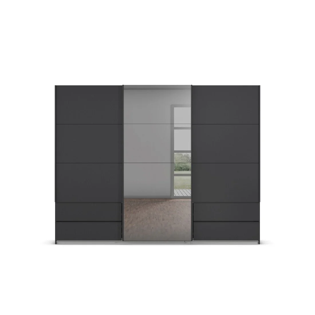 Elara 3 door Sliding door wardrobe Mirror with Drawers - Image 2