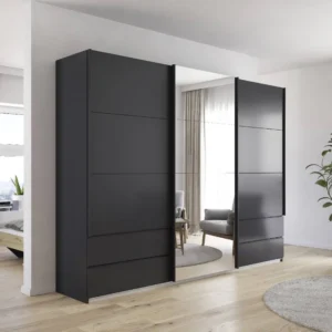 Elara 3 door Sliding door wardrobe Mirror with Drawers