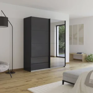Elara 2 door Sliding Door wardrobe Mirror with Drawers