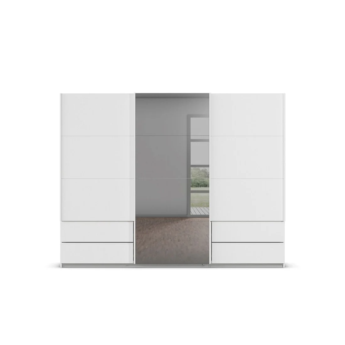 Elara 3 door Sliding door wardrobe Mirror with Drawers - Image 3
