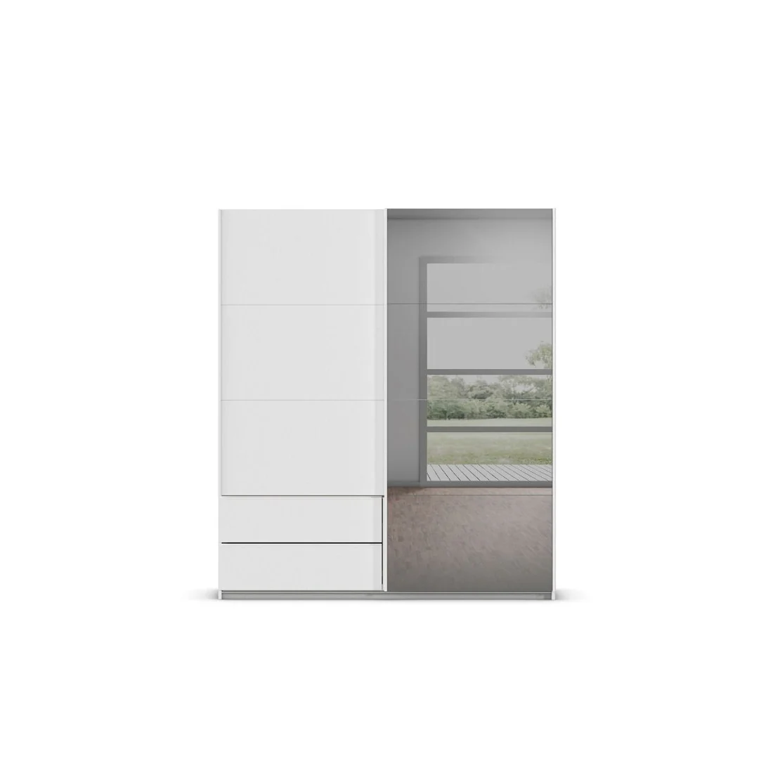 Elara 2 door Sliding Door wardrobe Mirror with Drawers - Image 4