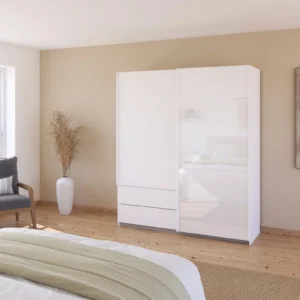 Elara 2 door Sliding door wardrobe Glass with Drawers
