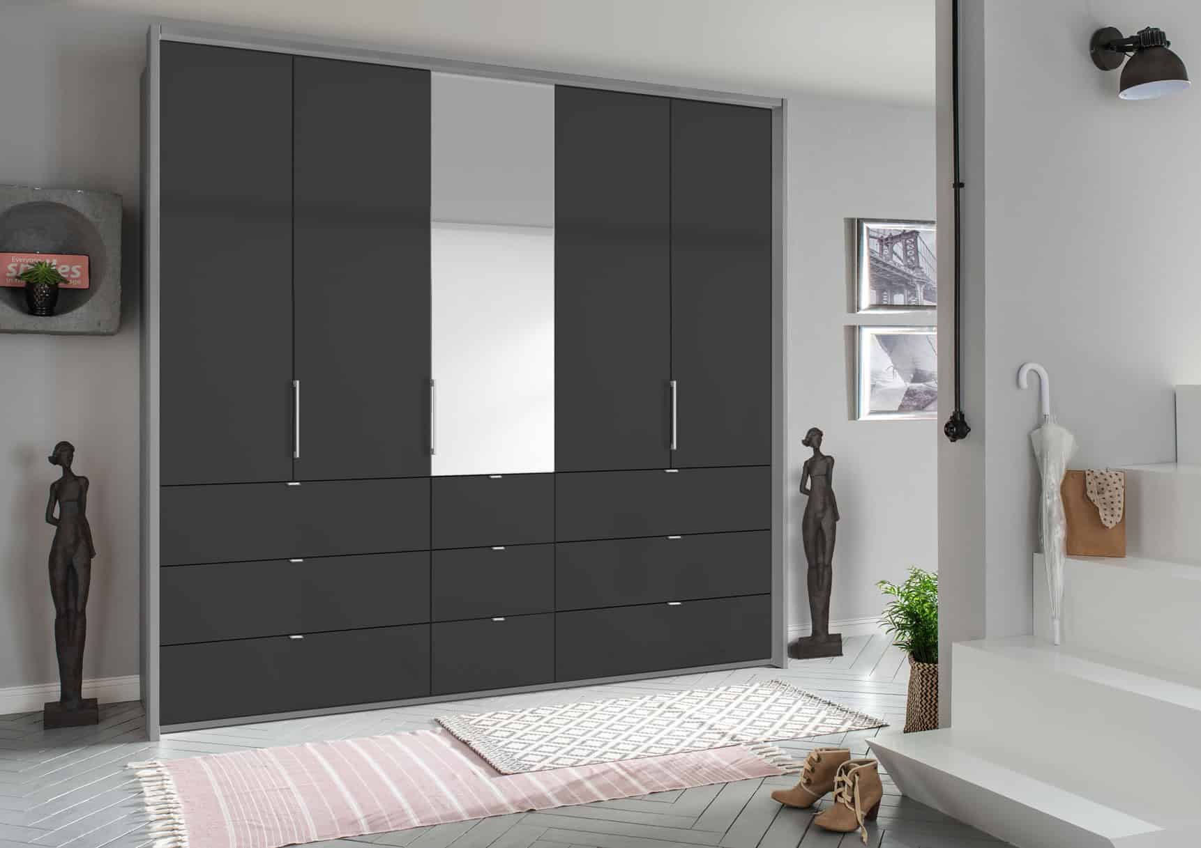 Erimo Folding 5 Door 1 Mirrored 9 Large Drawers Robes
