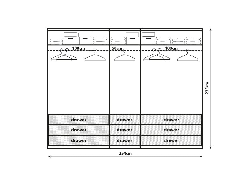 Erimo Folding 5 Door 1 Mirrored 9 Large Drawers Robes - Image 2
