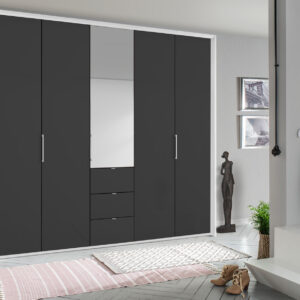 Erimo Folding 5 Door 1 Half Mirrored 3 Small Drawers Robes