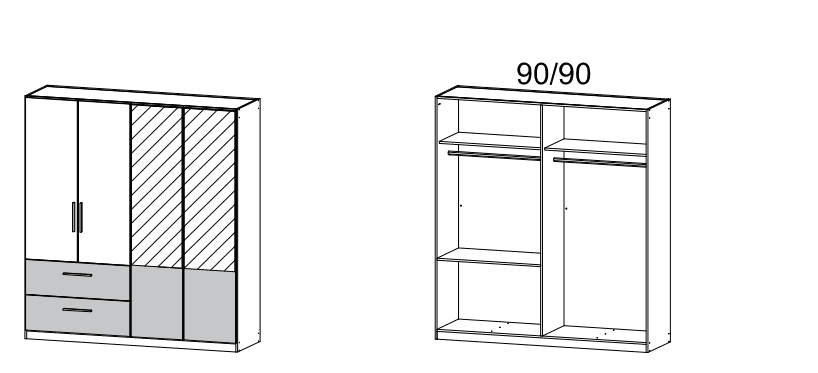 Alvor 4 Door 2 Mirror Door 2 Drawer Wardrobe - Image 4