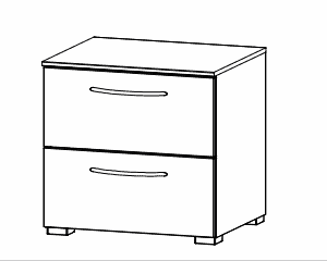 Rauch High polish front Aldono 2 Drawer Bedside Table- W 50cm