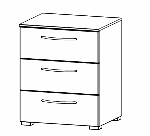 Rauch High polish front Aldono 3 Drawer Bedside Table- W 50cm