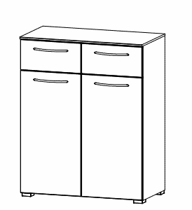 Rauch Colour front Chest 2-Door 2 drawers (W-100 CM)