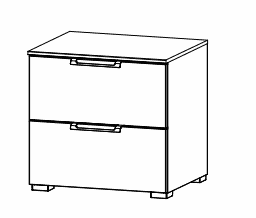 Rauch High polish front Bedside table 2 drawers (W-50 CM)
