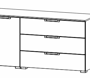 Rauch Colour glass front Chest 1-door Hinged right 3 drawers (120 CM)