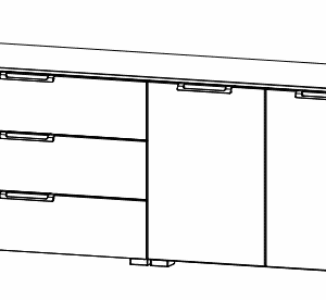 Rauch Colour glass front Chest 2-door 3 drawers (W-160 CM)