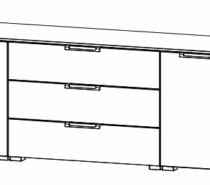 Rauch Colour glass front Chest 2-door 3 drawers (W-160 CM)