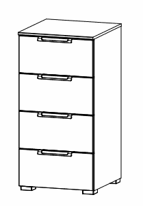 Rauch Colour glass front Chest 4 drawers (W-40 CM)