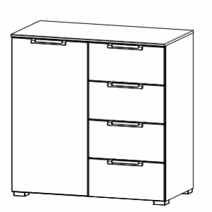 Rauch Colour glass front Chest 1-door hinged left 4 drawers (80 CM)