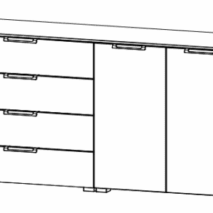 Rauch ALDONO Colour glass front Chest 2-door4 drawers (W-160 CM)
