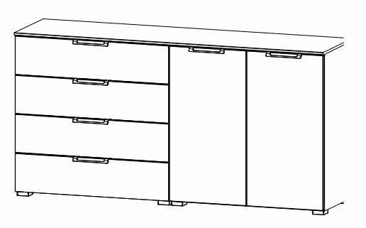 Rauch ALDONO Colour glass front Chest 2-door4 drawers (W-160 CM)
