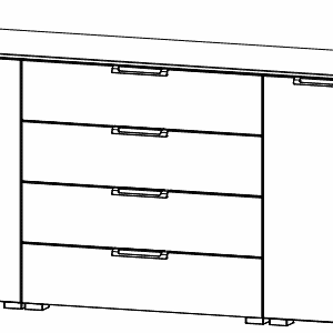 Rauch ALDONO Colour glass front Chest 2-door 4 drawers (W160 CM)