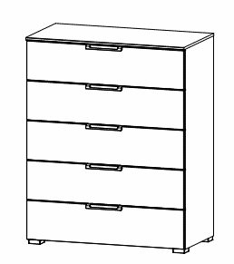 Rauch ALDONO Colour front Chest 5 drawers (W-80 CM)