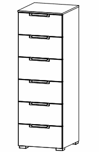 Rauch ALDONO Colour glass front Chest 6 drawers (W-40 CM)