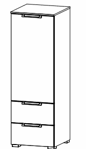 Rauch ALDONO Colour glass front Chest 1-door hinged left 2 drawers (W-40 CM)